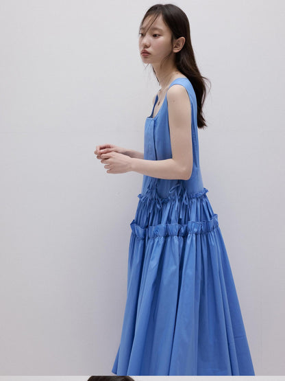 FUSSED Sea Salt Blue Layered Pleated A Line Women&