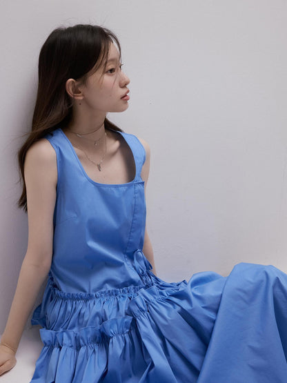 FUSSED Sea Salt Blue Layered Pleated A Line Women&