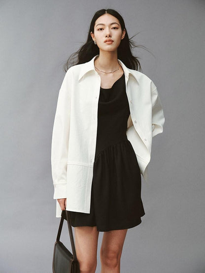 FUSSED Serene Black 3d Cut Asymmetric Splice Women&