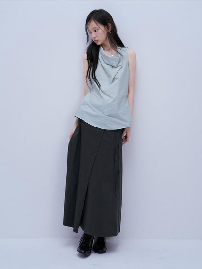 FUSSED Serene Blue Paper Crinkle Texture Layered Patchwork Women&