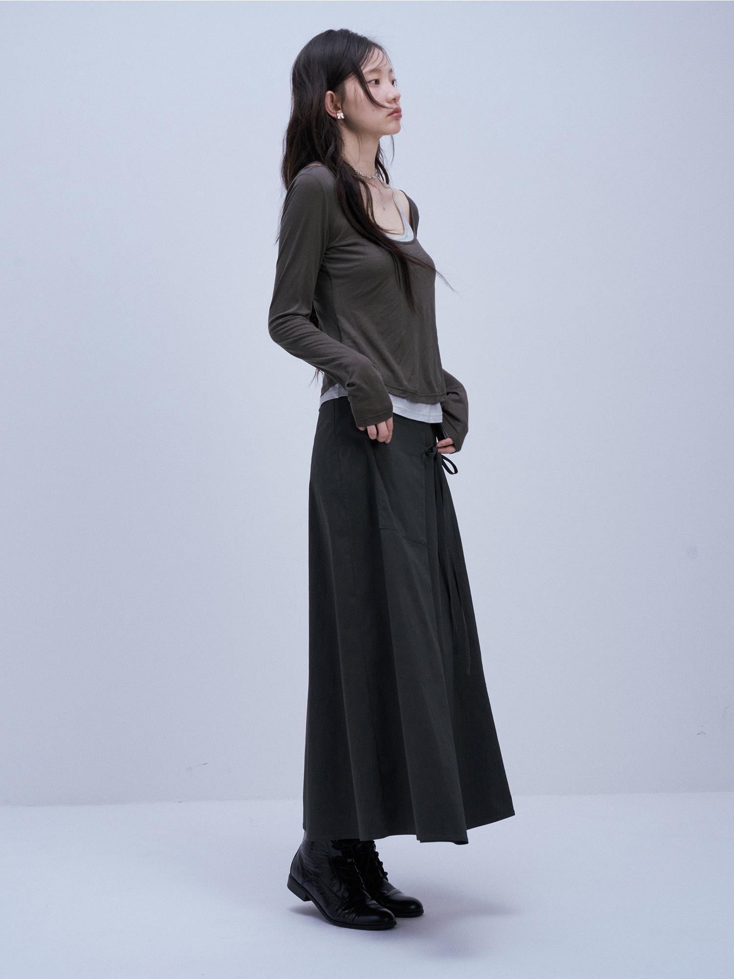 FUSSED Serene Blue Paper Crinkle Texture Layered Patchwork Women&