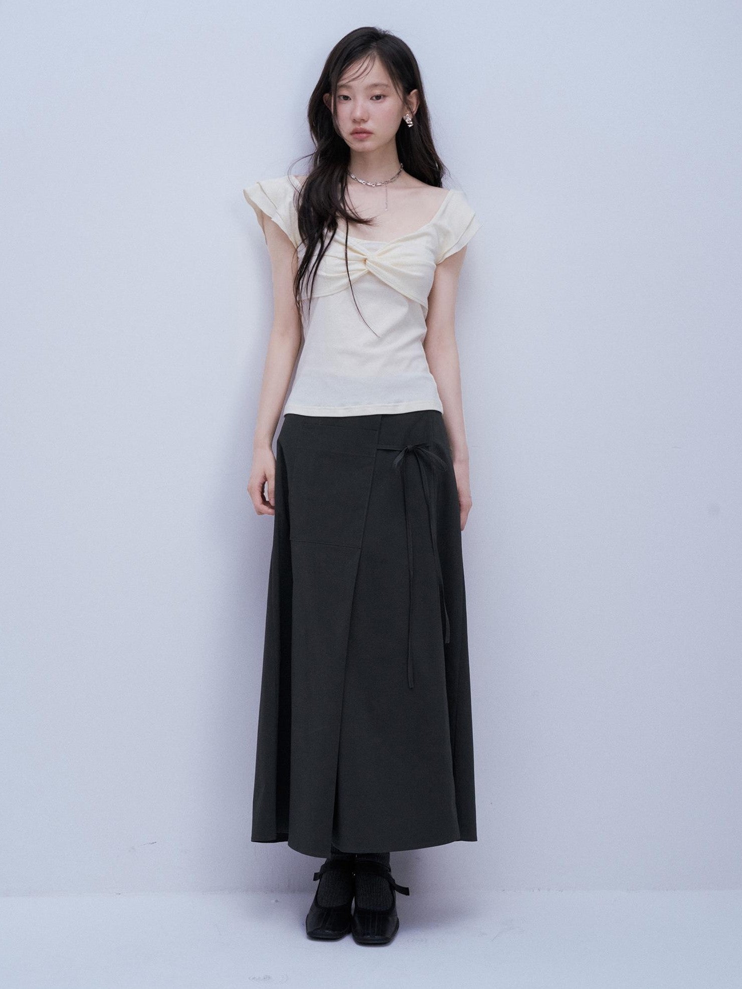 FUSSED Serene Blue Paper Crinkle Texture Layered Patchwork Women&