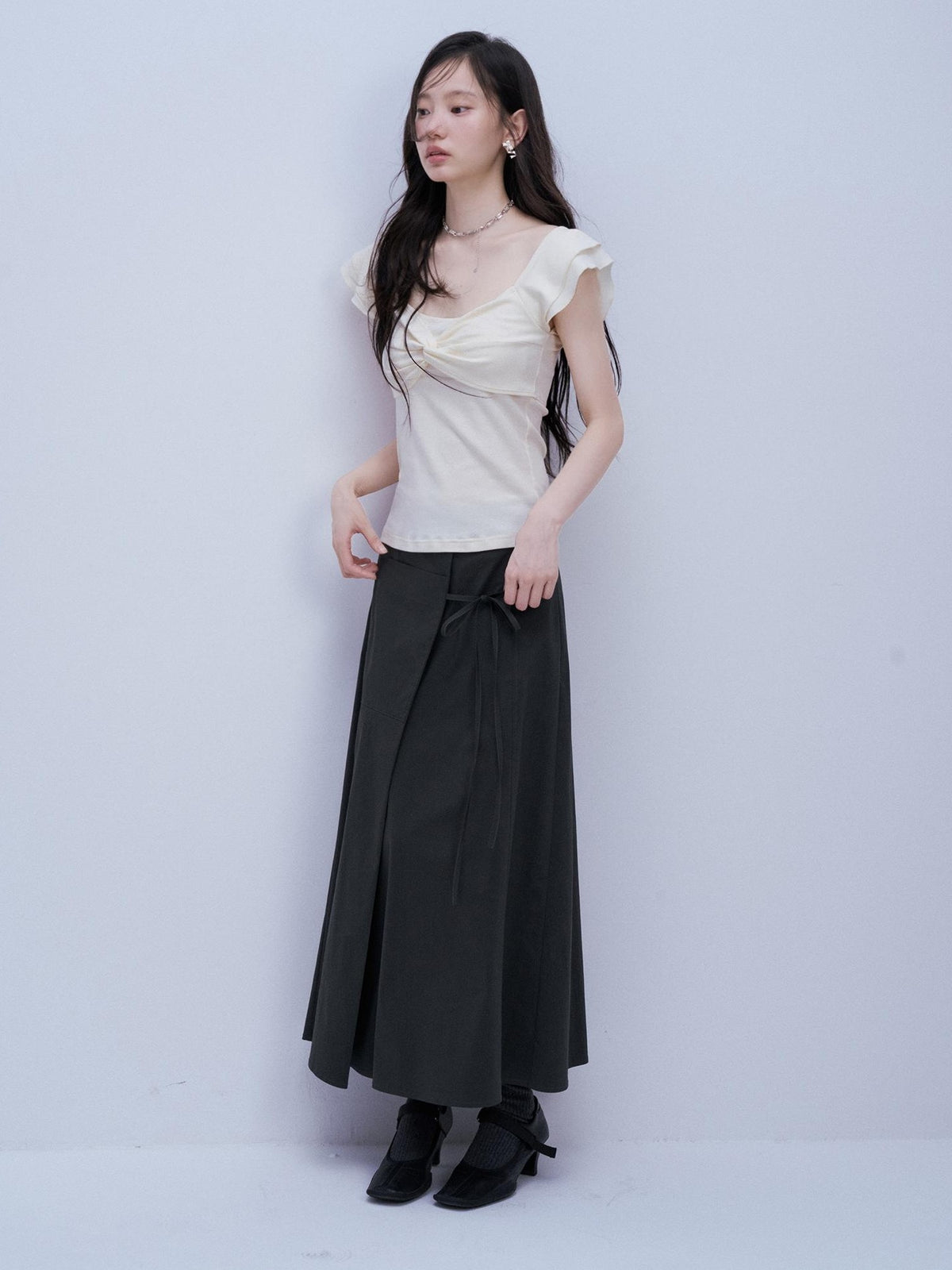 FUSSED Serene Blue Paper Crinkle Texture Layered Patchwork Women&