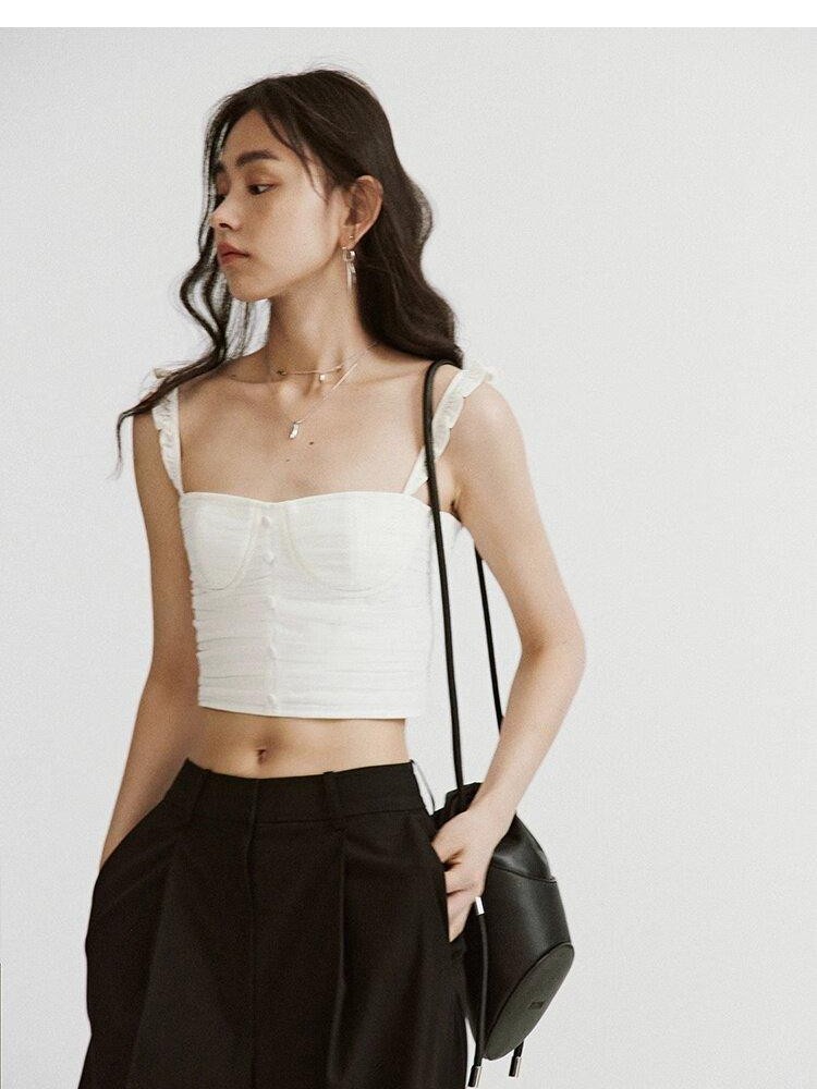 FUSSED Sheer Dimensional Double Layer Pressed Pleat Women&