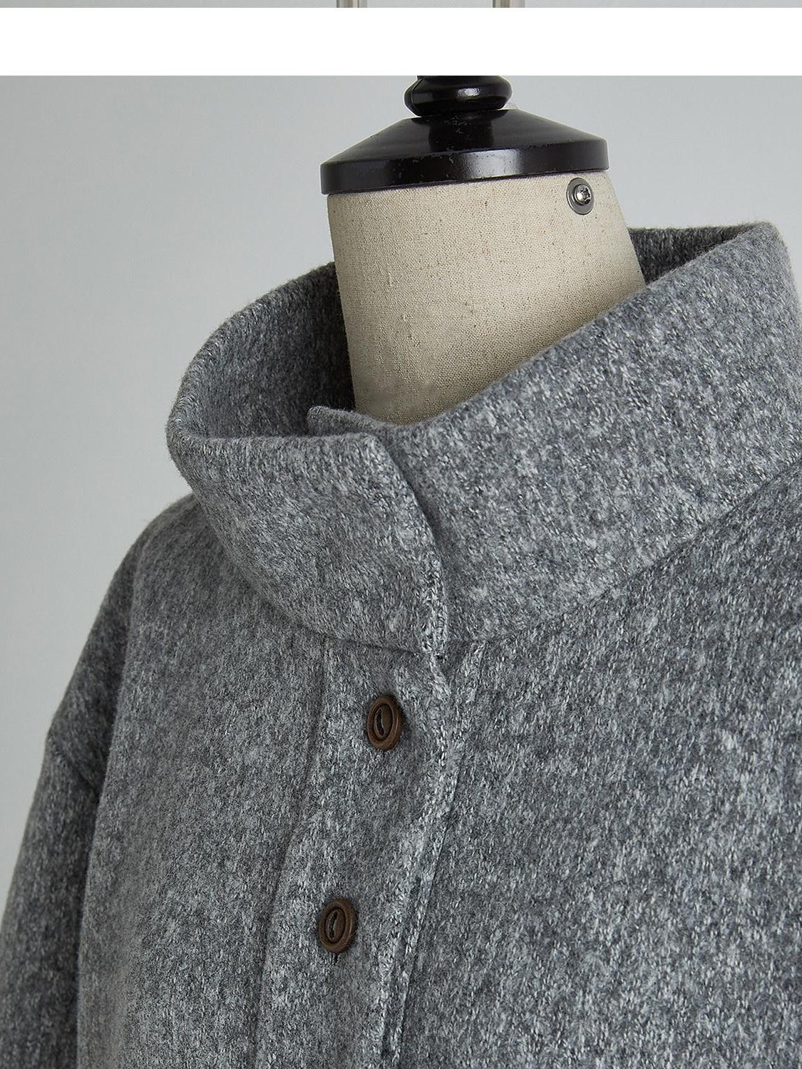 FUSSED Smoky Gray Double Layer Wool Plush Relaxed Fit Women&