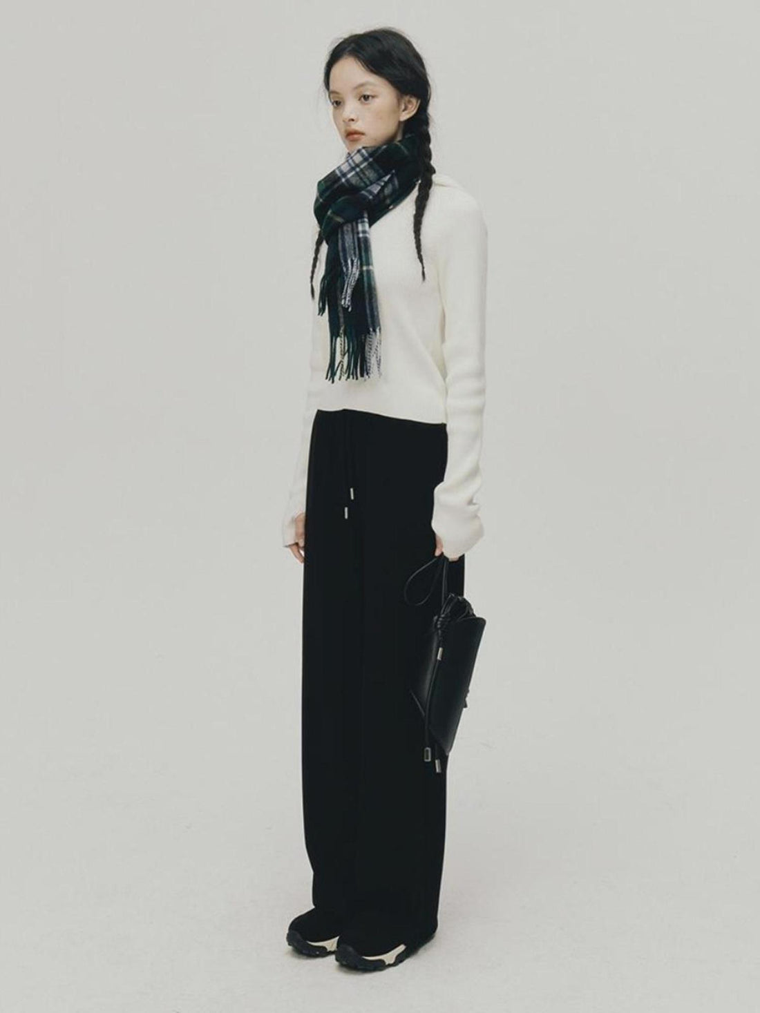 FUSSED Soft Casual Air Knit Trousers Stretchy Waist Pure Black