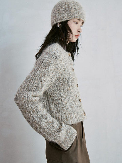 FUSSED Soft Knit Beret With Mohair Wool Blend And Colorful Yarn Detail