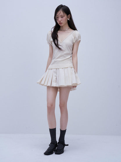 FUSSED Soft Mist White Heavy 3d Pressed Pleats A Line Women&