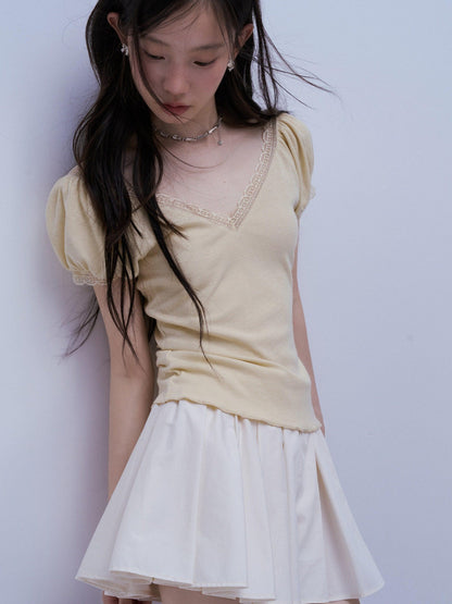 FUSSED Soft Mist White Heavy 3d Pressed Pleats A Line Women&