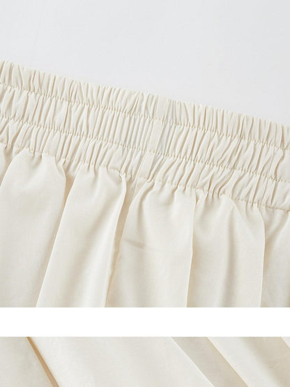 FUSSED Soft Mist White Heavy 3d Pressed Pleats A Line Women&