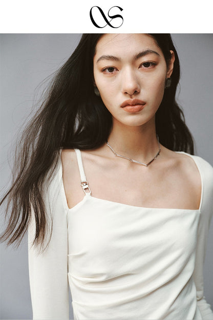 FUSSED_Soft_White_Asymmetric_Pleated_Women&