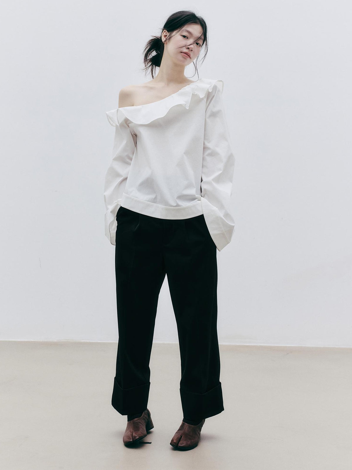 FUSSED Solid Color Straight Leg Folded Cuff Women&