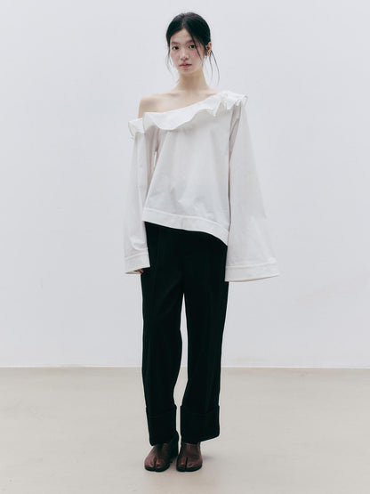 FUSSED Solid Color Straight Leg Folded Cuff Women&