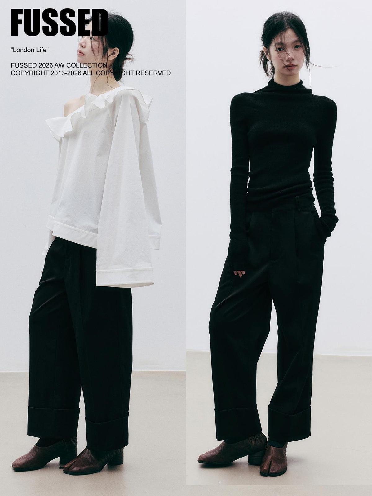 FUSSED Solid Color Straight Leg Folded Cuff Women&