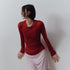 FUSSED Solid Layered Two Piece Knitted Slim Fit Women&