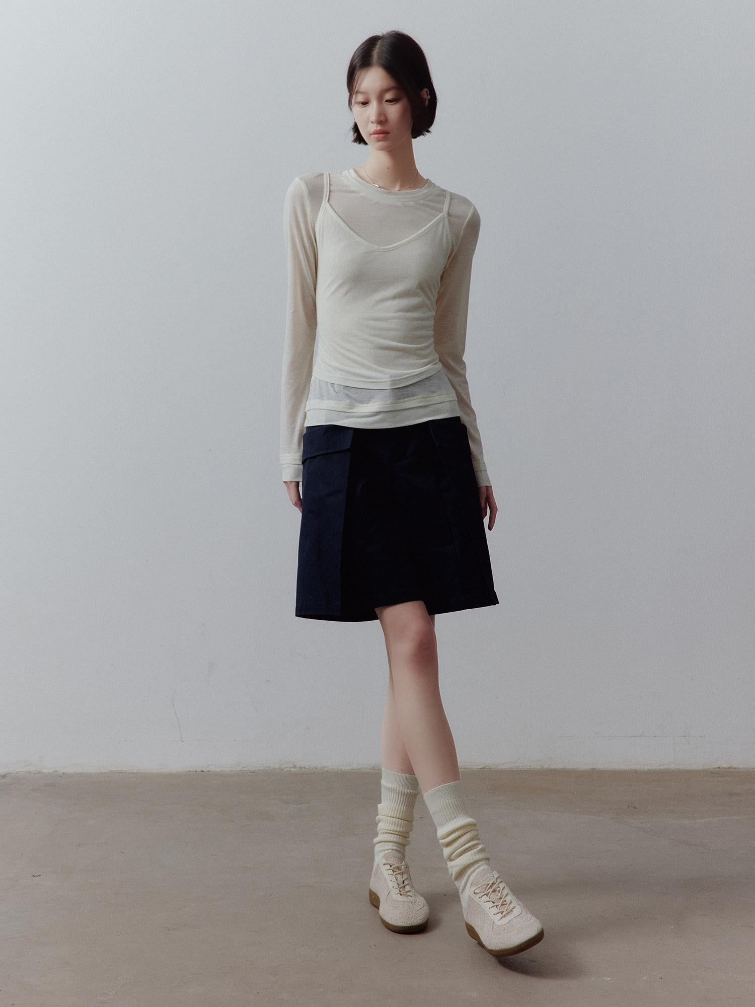 FUSSED Solid Layered Two Piece Knitted Slim Fit Women&