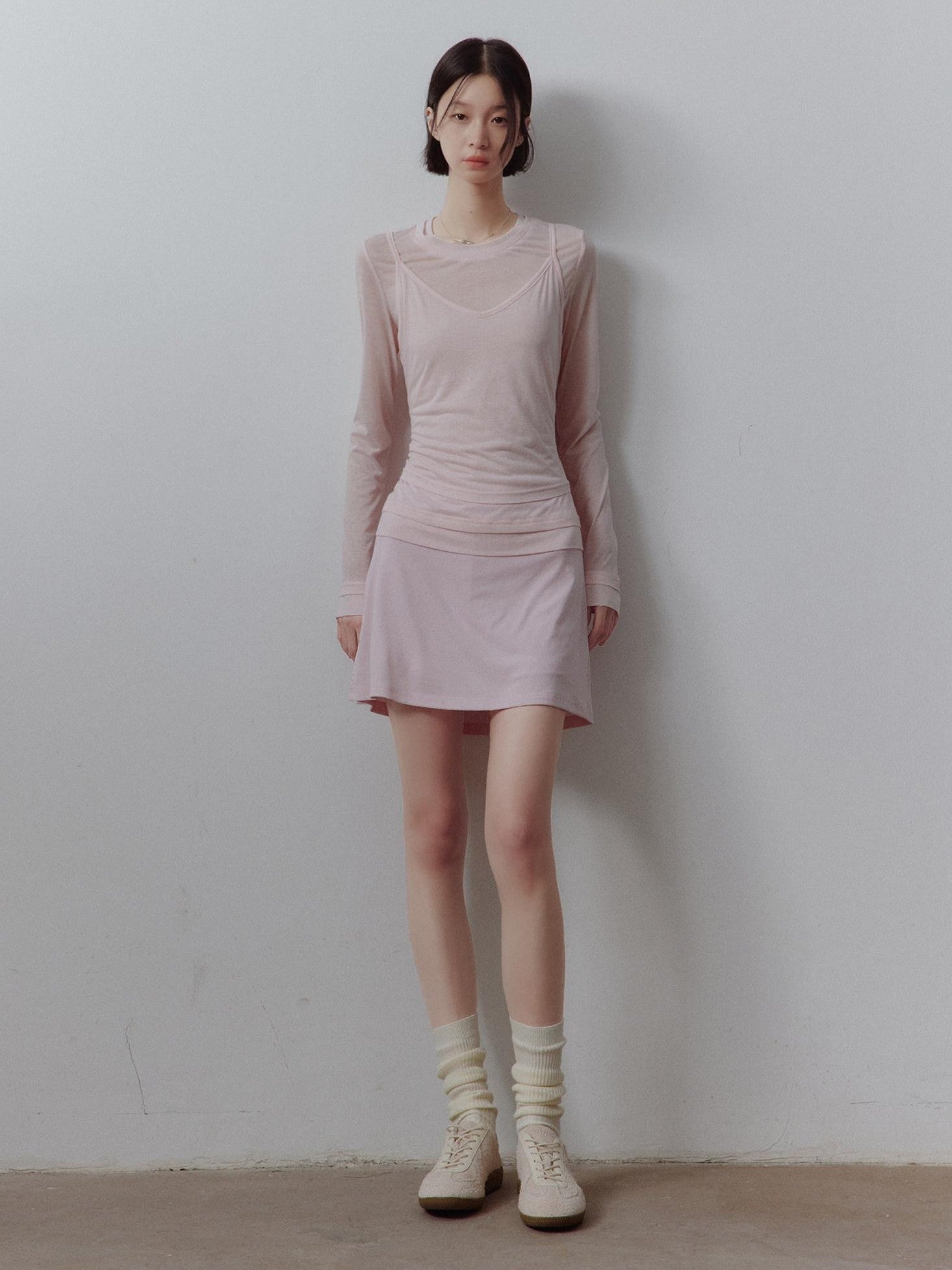 FUSSED Solid Layered Two Piece Knitted Slim Fit Women&