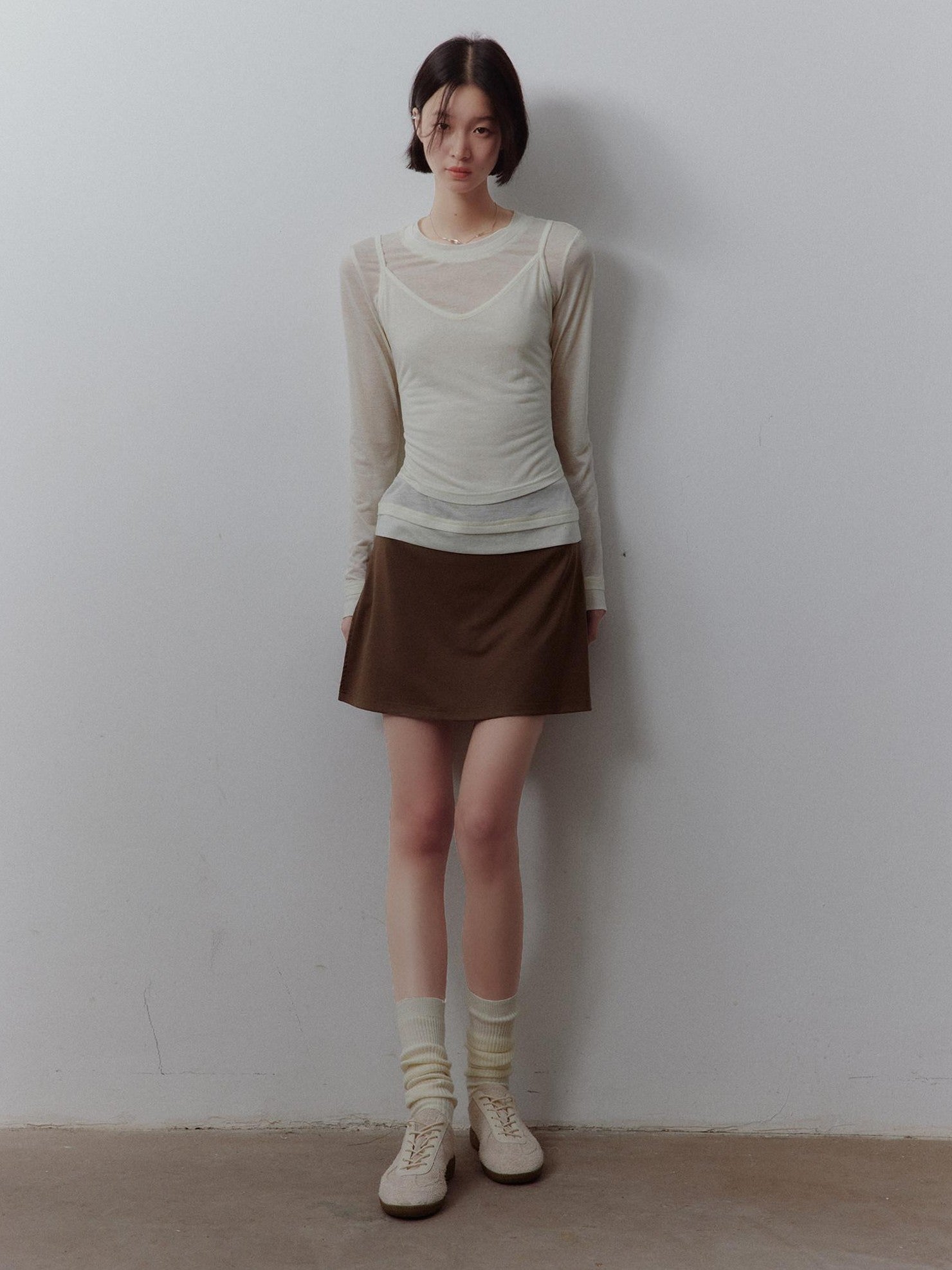 FUSSED Solid Layered Two Piece Knitted Slim Fit Women&