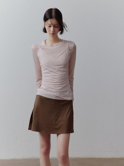 FUSSED Solid Layered Two Piece Knitted Slim Fit Women&