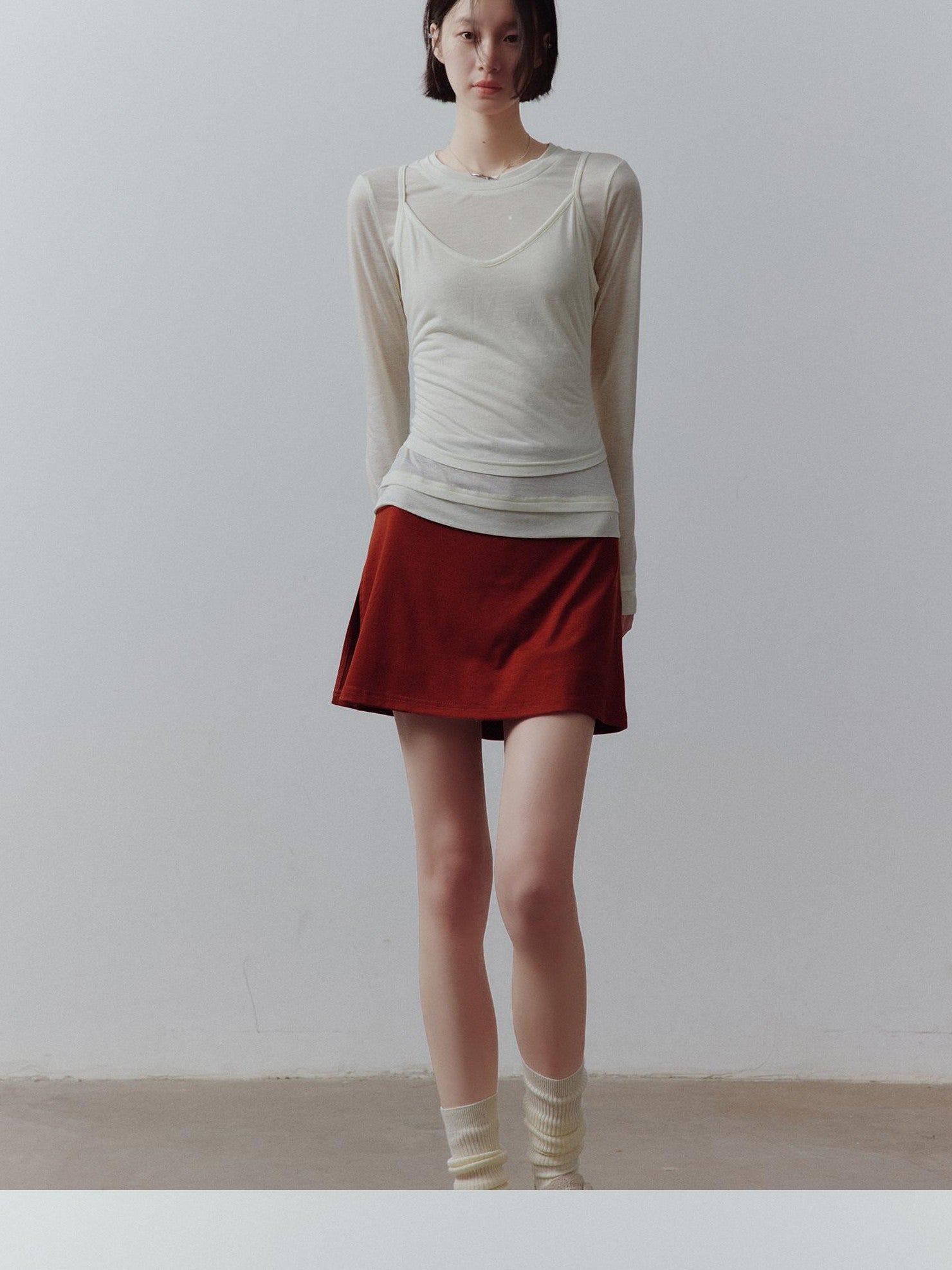 FUSSED Solid Layered Two Piece Knitted Slim Fit Women&