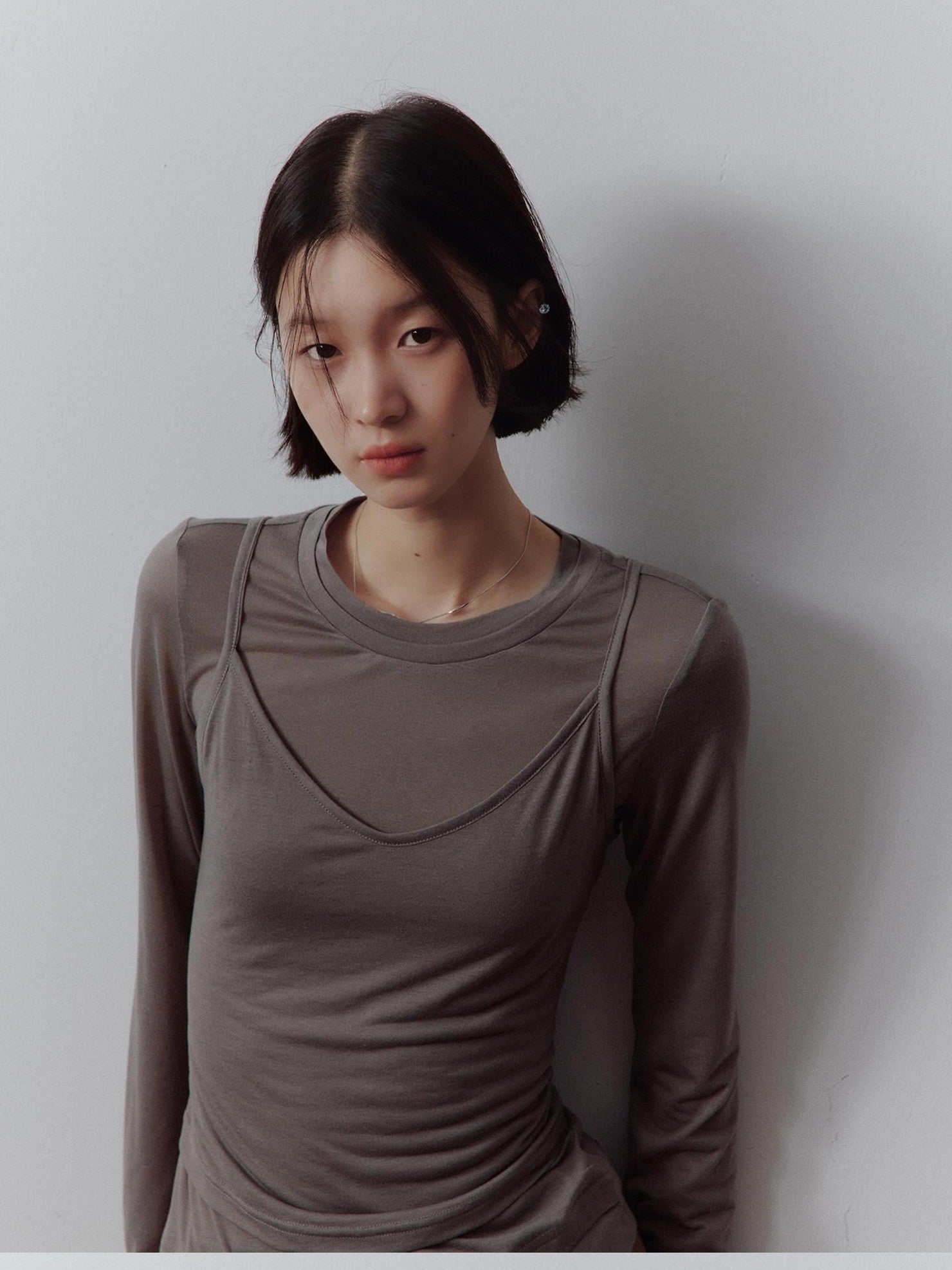 FUSSED Solid Layered Two Piece Knitted Slim Fit Women&