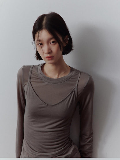 FUSSED Solid Layered Two Piece Knitted Slim Fit Women&