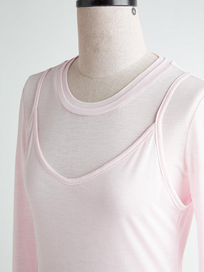 FUSSED Solid Layered Two Piece Knitted Slim Fit Women&
