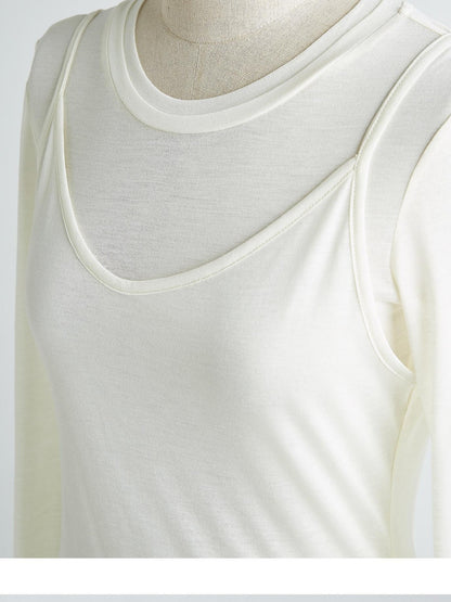 FUSSED Solid Layered Two Piece Knitted Slim Fit Women&