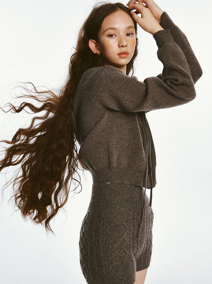 FUSSED Sporty Daily Lamb Wool Mocha Brown Sweater Set