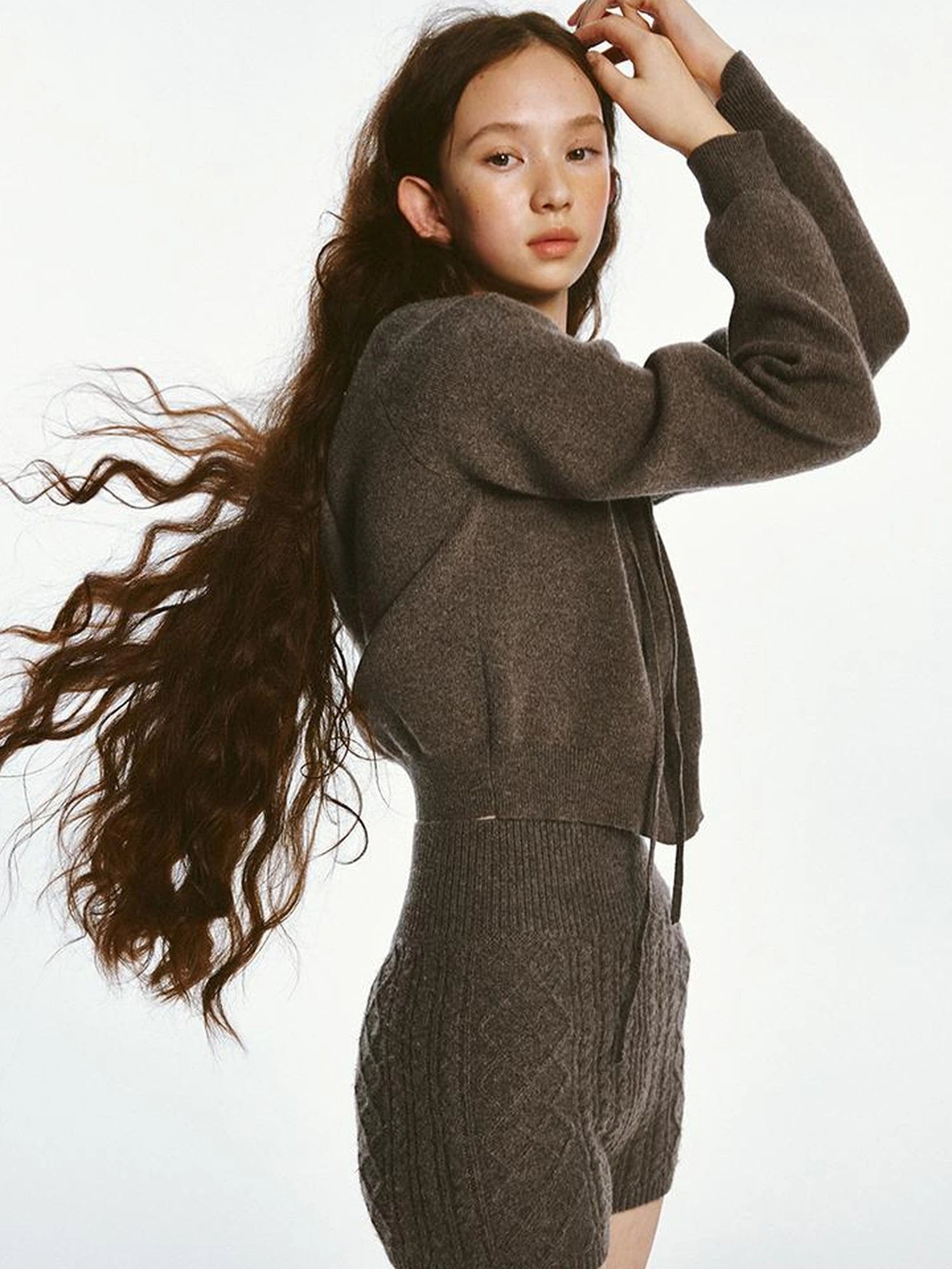 Sporty Daily Lamb Wool Mocha Brown Sweater Set