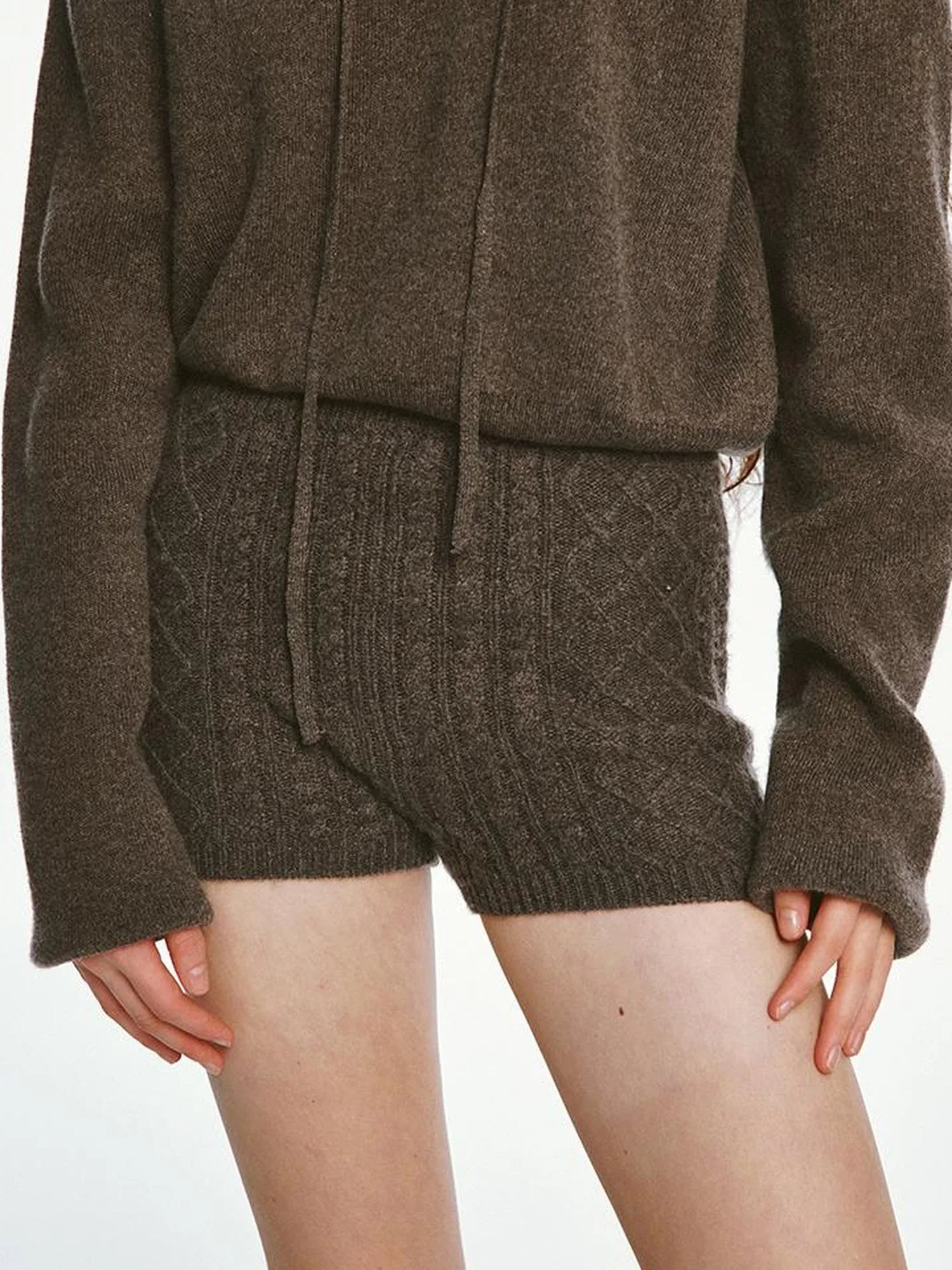 Sporty Daily Lamb Wool Mocha Brown Sweater Set