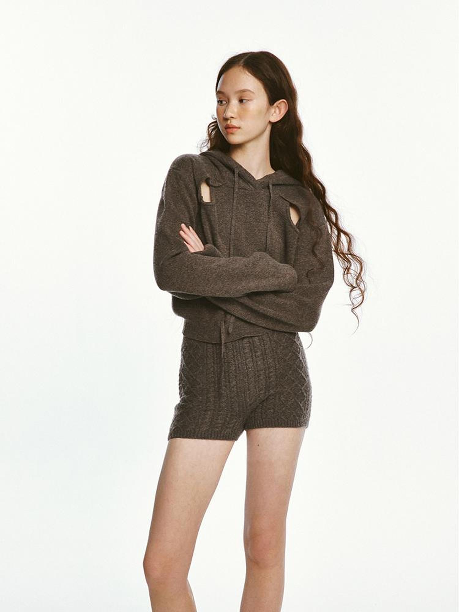 FUSSED Sporty Daily Lamb Wool Mocha Brown Sweater Set