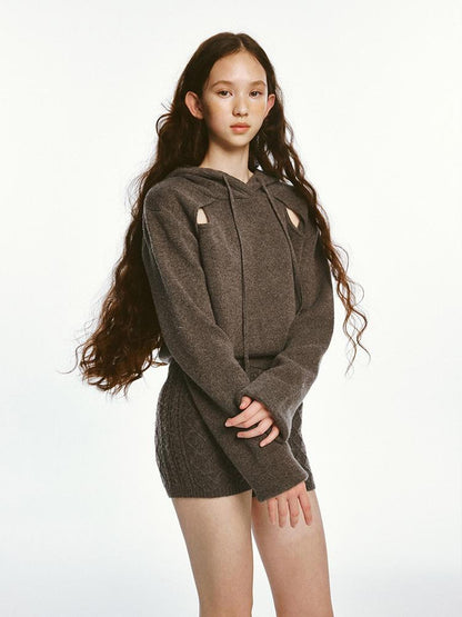 FUSSED Sporty Daily Lamb Wool Mocha Brown Sweater Set