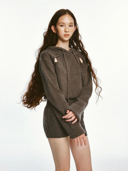 Sporty Daily Lamb Wool Mocha Brown Sweater Set