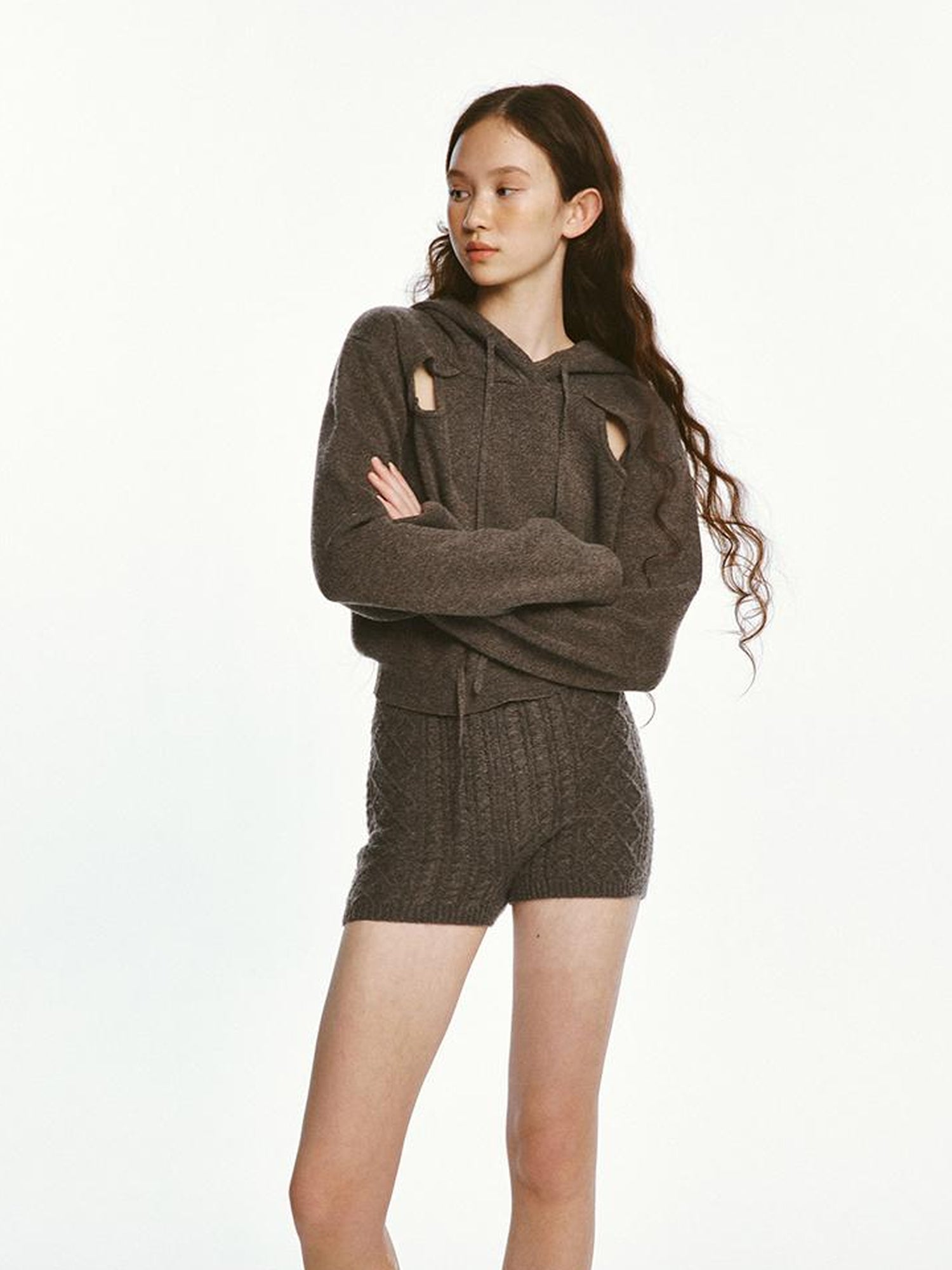 FUSSED Sporty Daily Lamb Wool Mocha Brown Sweater Set