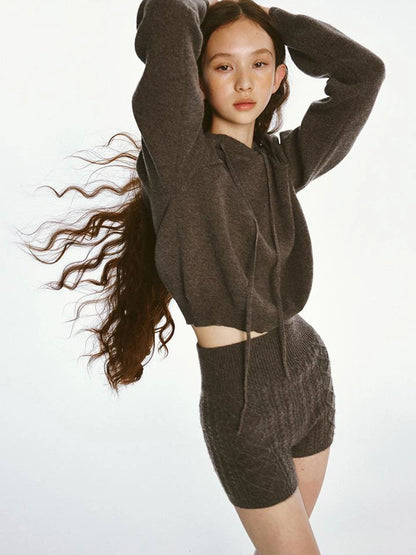 Sporty Daily Lamb Wool Mocha Brown Sweater Set