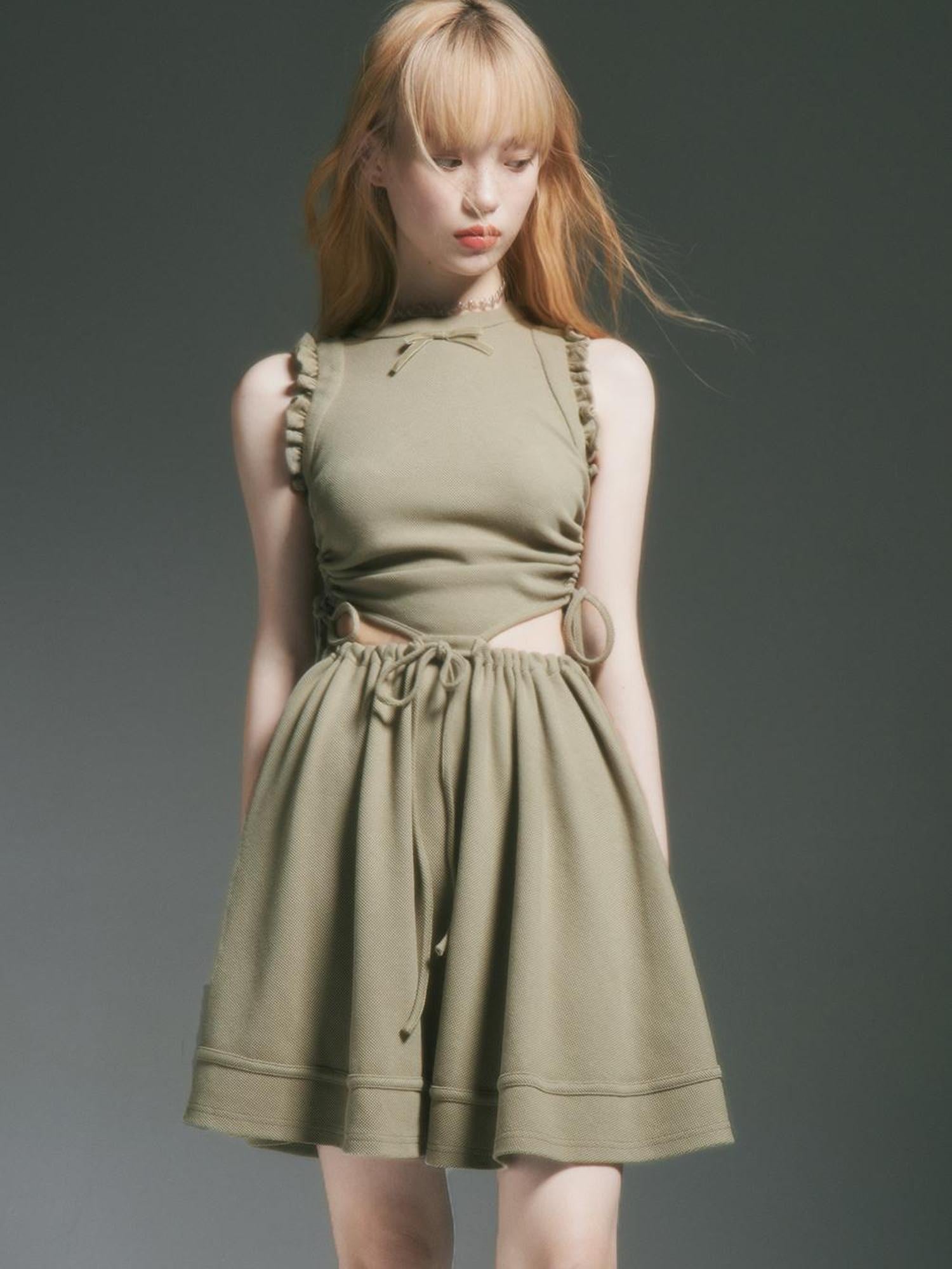 FUSSED Sporty Lime Green Cut Out Tennis Dress With Bow