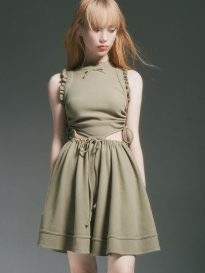FUSSED Sporty Lime Green Cut Out Tennis Dress With Bow