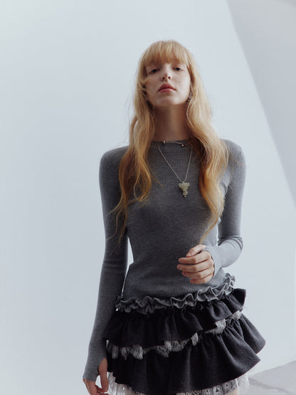 FUSSED_Sweet_Feminine_Slim_Fit_Long_Sleeve_Round_Neck_Solid_Pullover_Women_T-Shirt_MISSTT