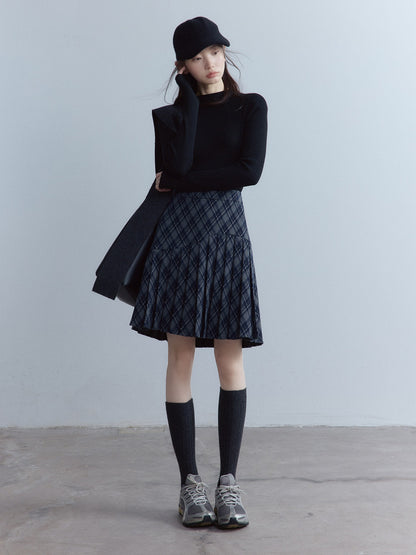 FUSSED Tartan Asymmetric Hand Pressed Pleats Women&