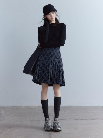 FUSSED Tartan Asymmetric Hand Pressed Pleats Women&
