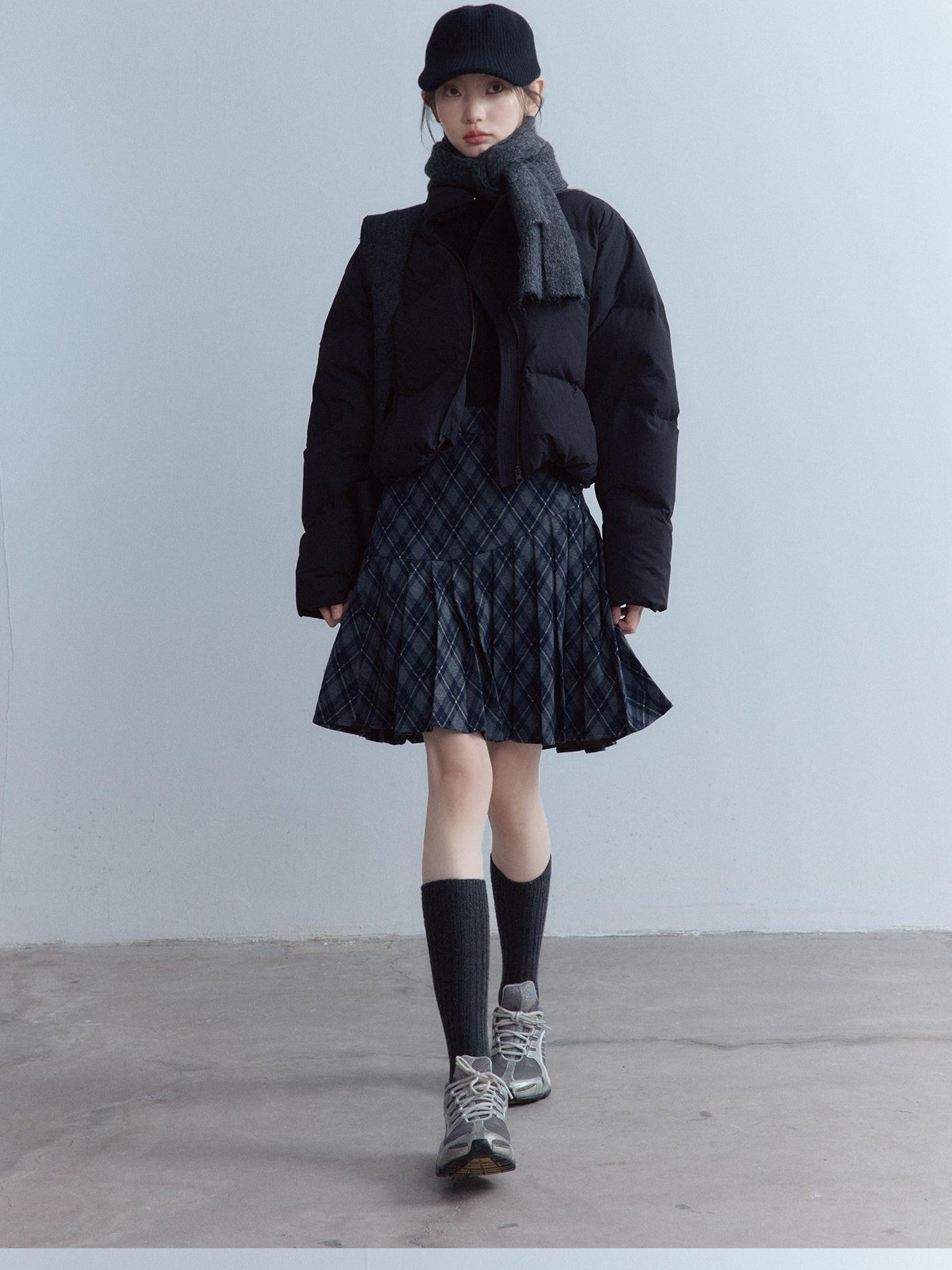 FUSSED Tartan Asymmetric Hand Pressed Pleats Women&
