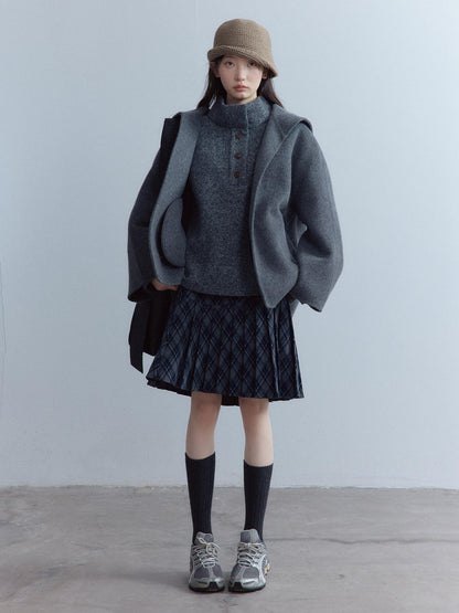 FUSSED Tartan Asymmetric Hand Pressed Pleats Women&