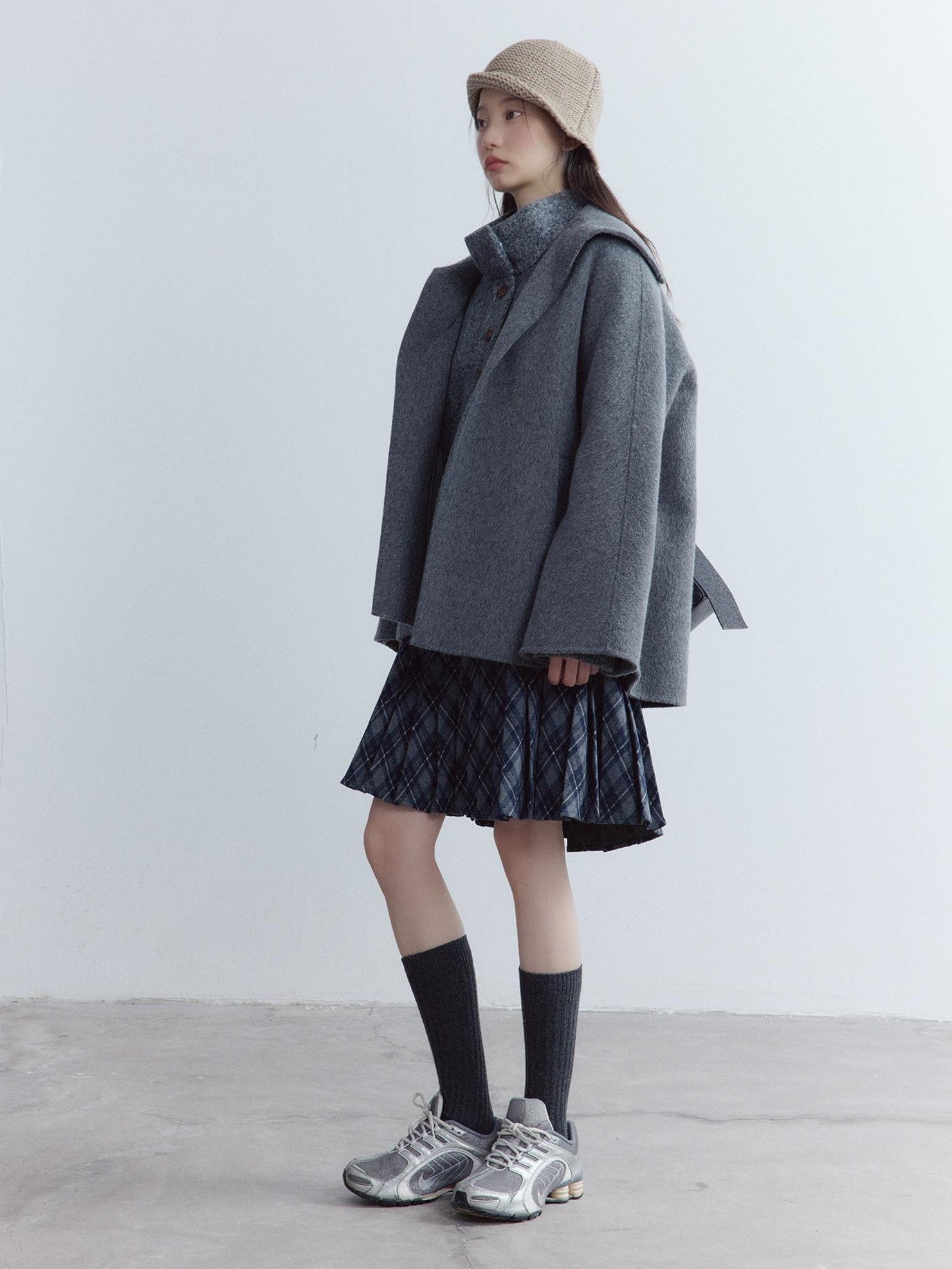 FUSSED Tartan Asymmetric Hand Pressed Pleats Women&