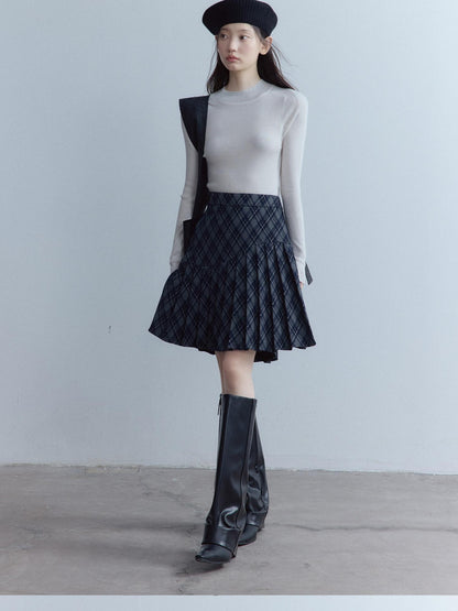 FUSSED Tartan Asymmetric Hand Pressed Pleats Women&