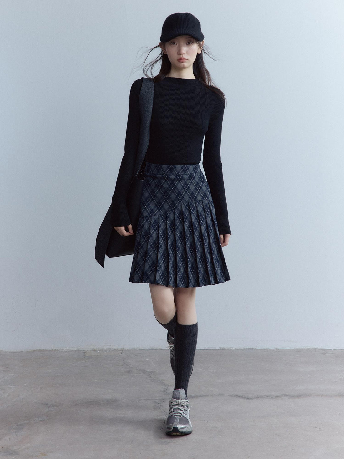 FUSSED Tartan Asymmetric Hand Pressed Pleats Women&