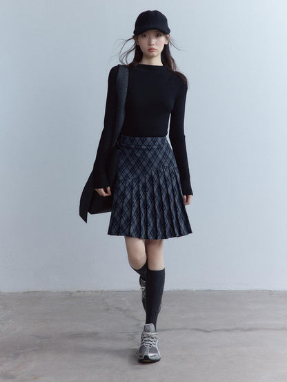 FUSSED Tartan Asymmetric Hand Pressed Pleats Women&