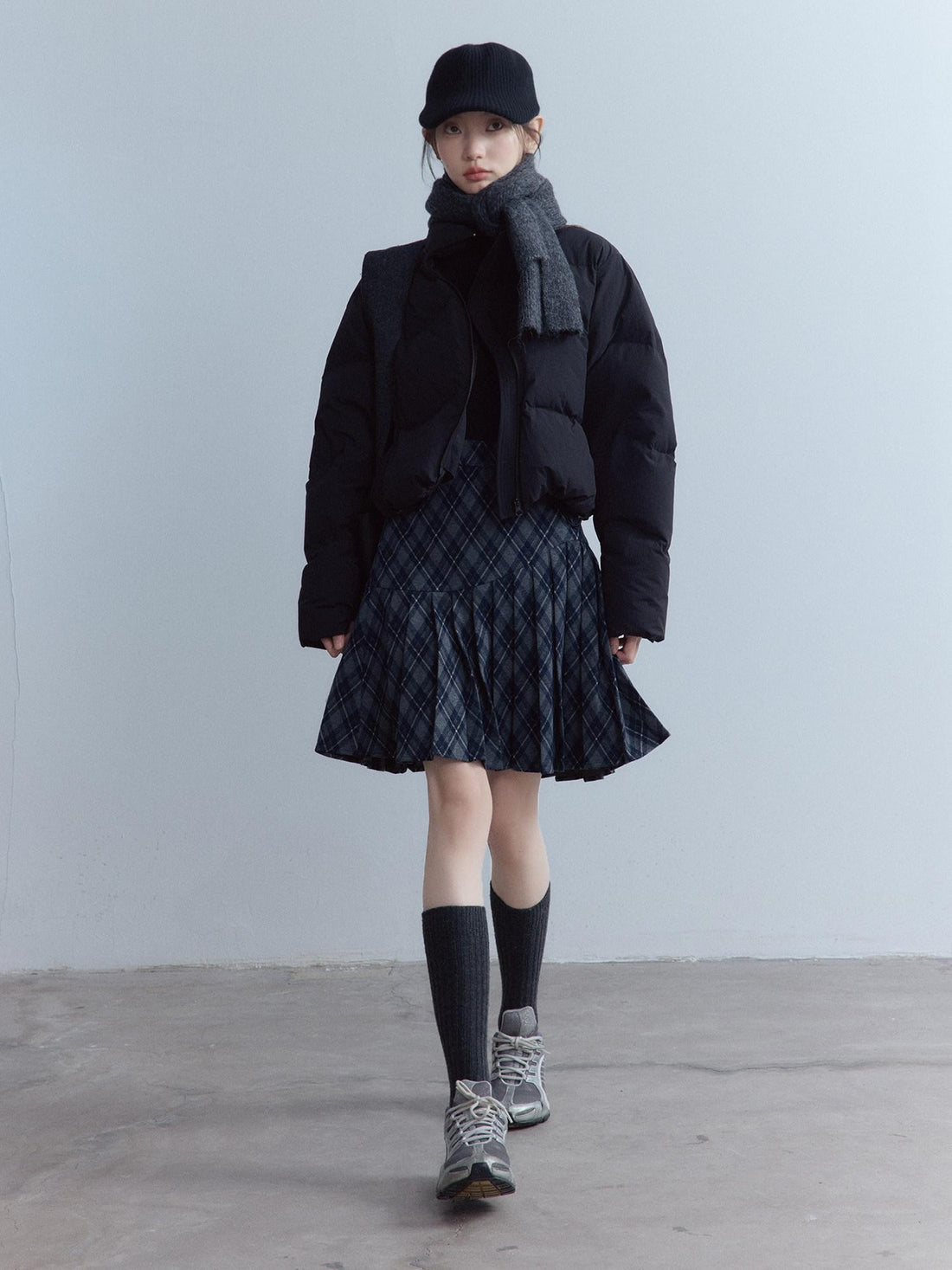 FUSSED Tartan Asymmetric Hand Pressed Pleats Women&