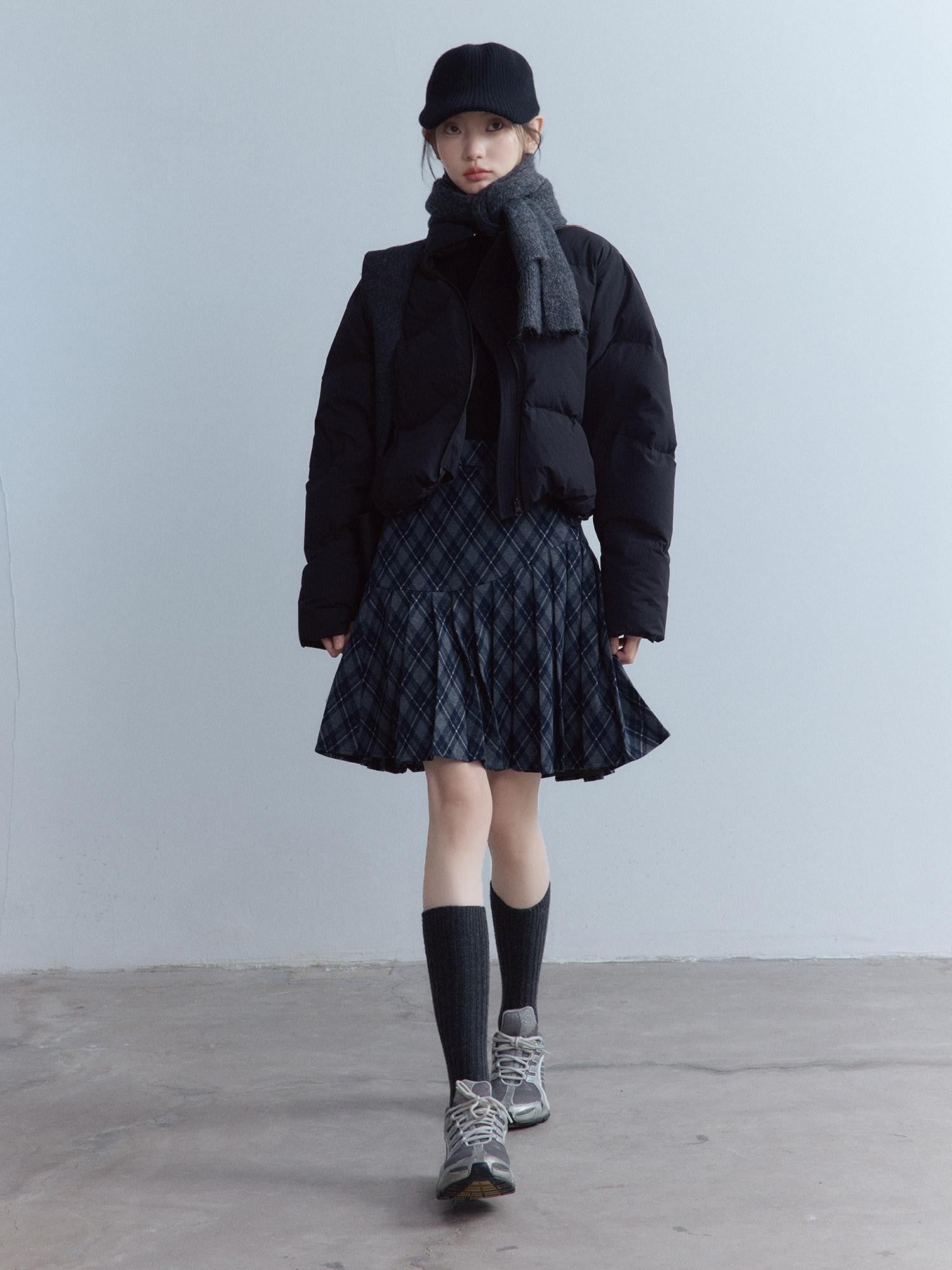 FUSSED Tartan Asymmetric Hand Pressed Pleats Women&