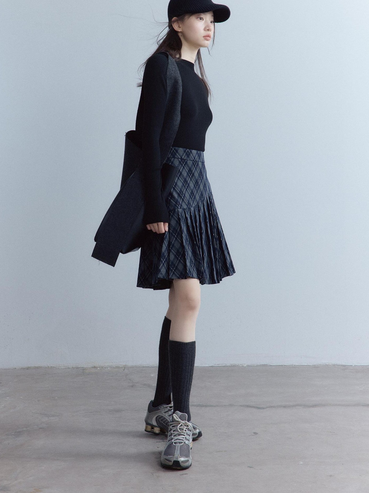FUSSED Tartan Asymmetric Hand Pressed Pleats Women&